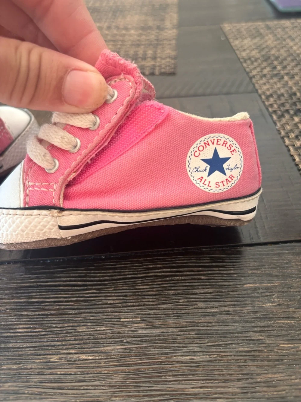 Converse Baby Pink and Black Canvas Sneakers